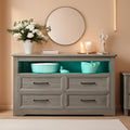 LED Illuminated Charcoal Grey Dresser With Drawers-0