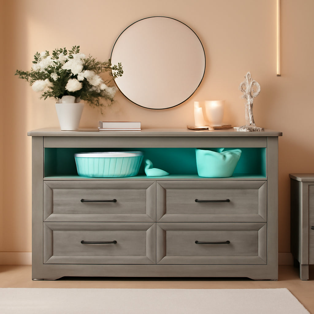 LED Illuminated Charcoal Grey Dresser With Drawers-0