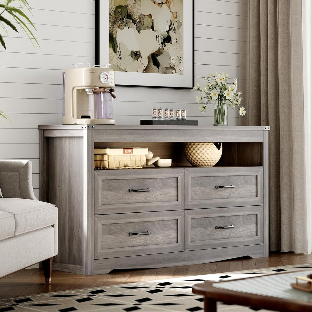 LED Illuminated Charcoal Grey Dresser With Drawers-2