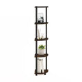 5-Shelf Modern Corner Bookcase in Black Brown Wood Finish-0