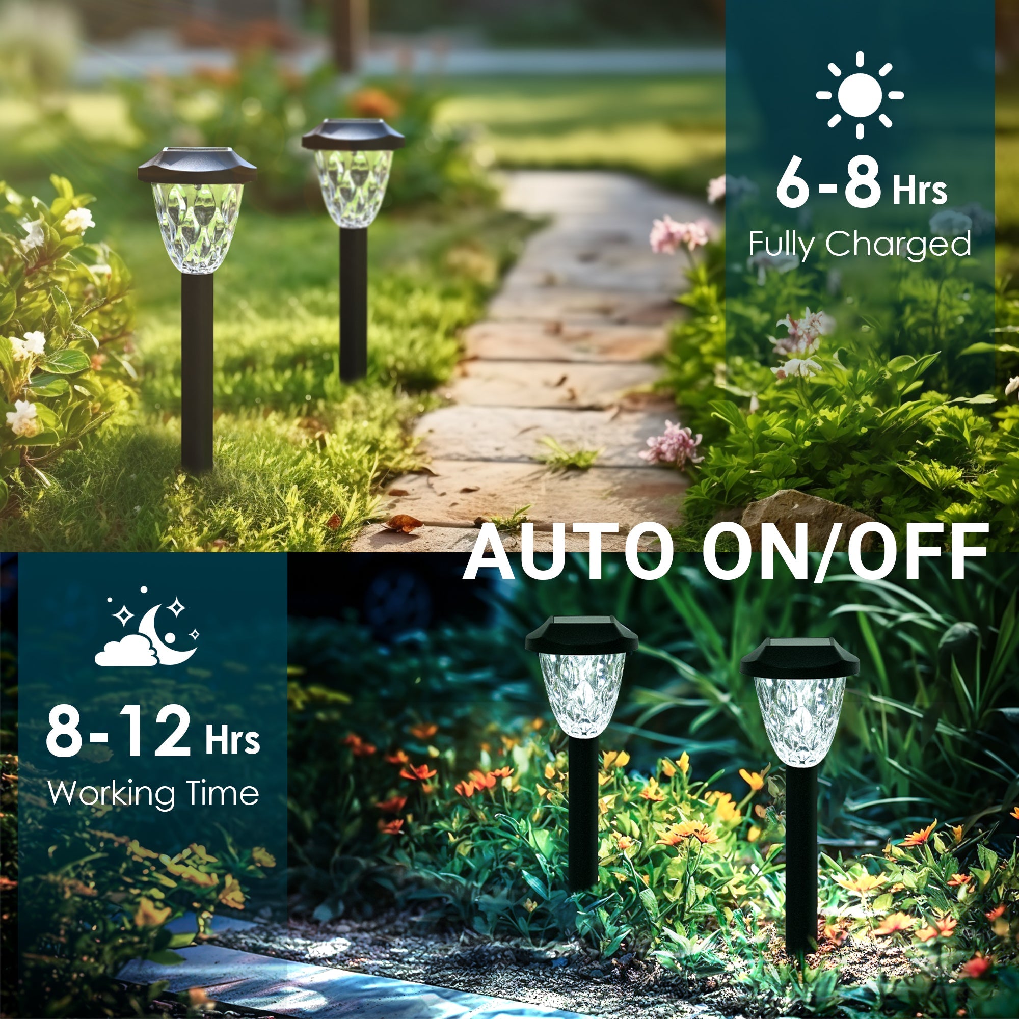 GIGALUMI Solar Pathway Lights with Great Pattern (Cold White)-1