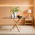 Leonardo Gold Glass Top Dining Table Modern Premium-0