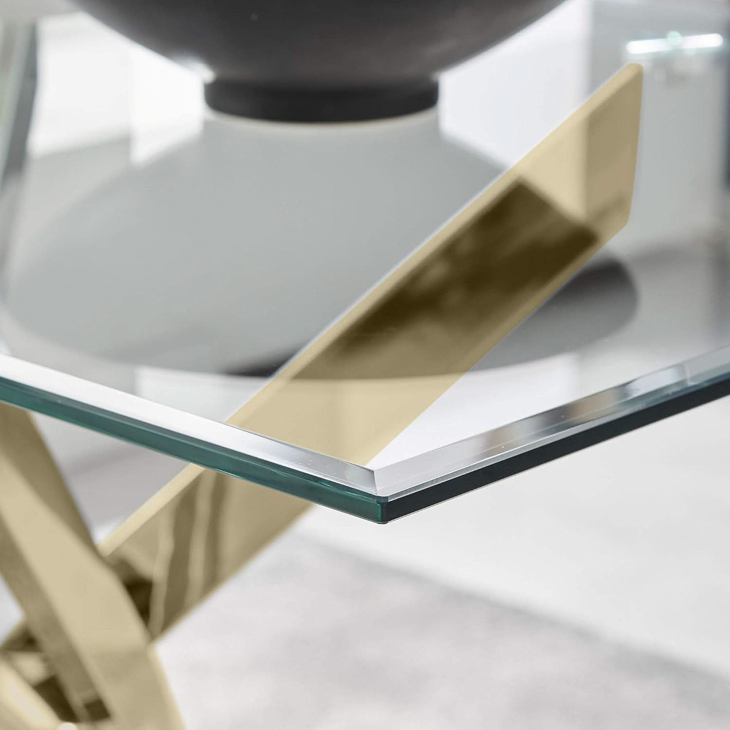 Leonardo Gold Glass Top Dining Table Modern Premium-3