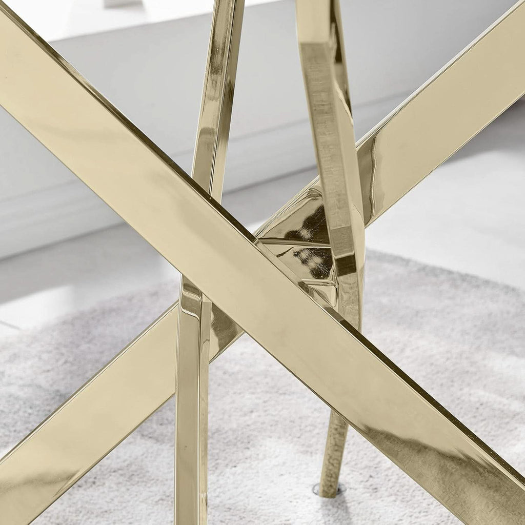 Leonardo Gold Glass Top Dining Table Modern Premium-4