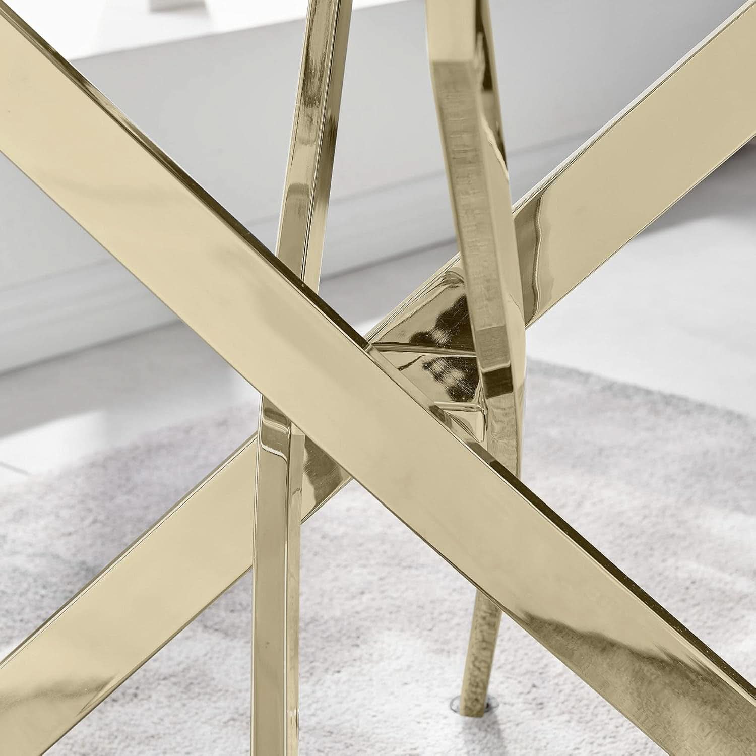 Leonardo Gold Glass Top Dining Table Modern Premium-4