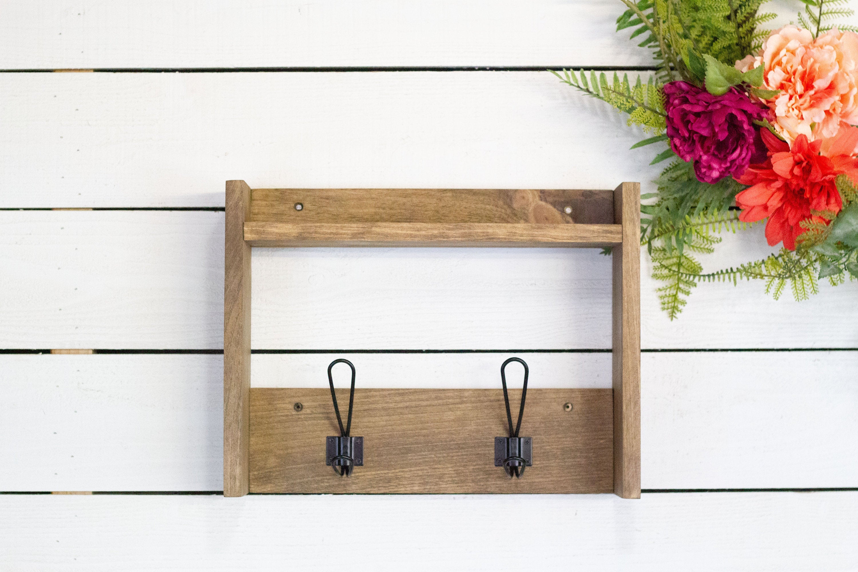 Wooden Coat Hooks with Shelf-4