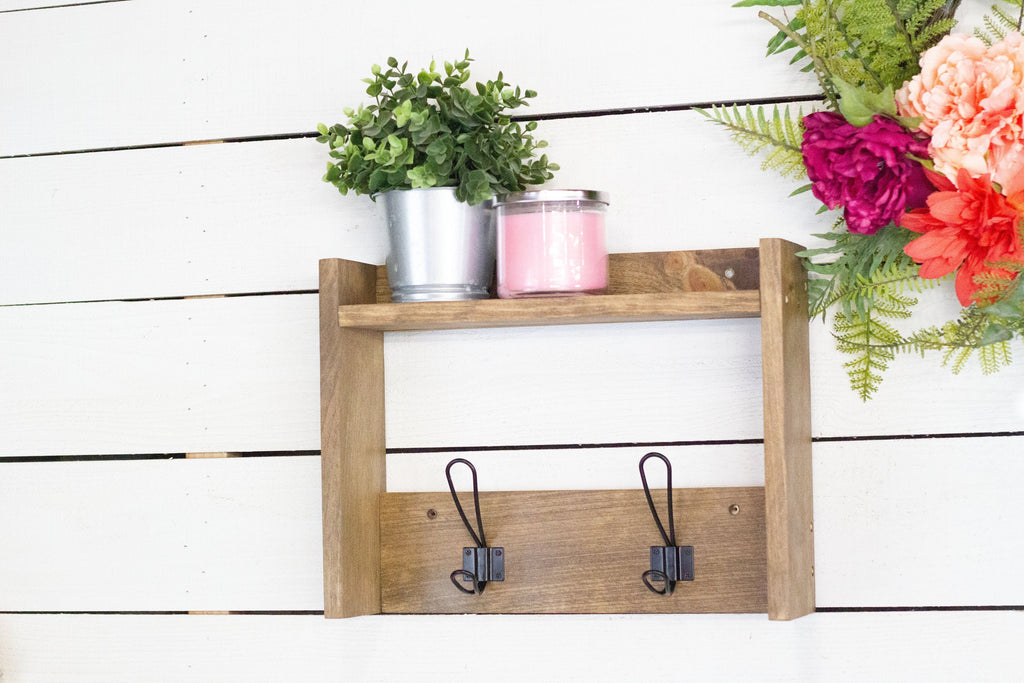 Wooden Coat Hooks with Shelf-3